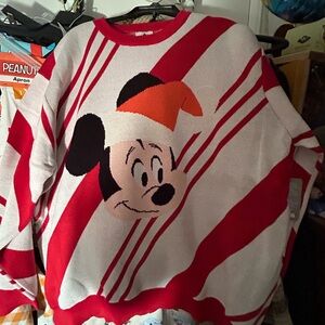 Mickey Mouse Disney candy cane sweater Christmas new 2x